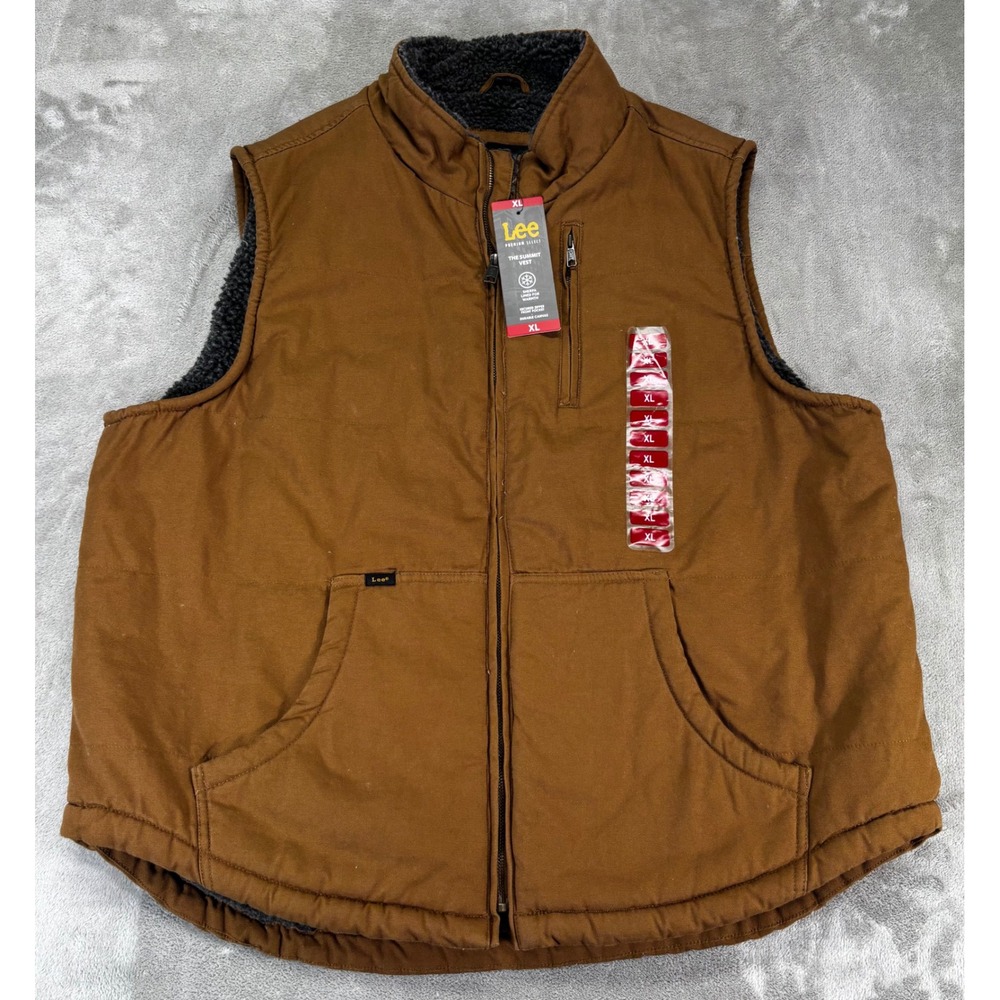 Lee Summit Vest Mens XL Tobacco Brown NWT Sherpa Lined Canvas Workwear LM30VT618
